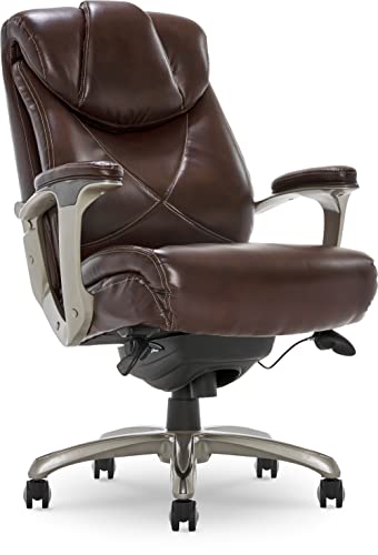 La-Z-Boy Cantania Executive Chair with AIR Lumbar Technology and Memory Foam Cushions, Ergonomic Design for Office Space, Brown