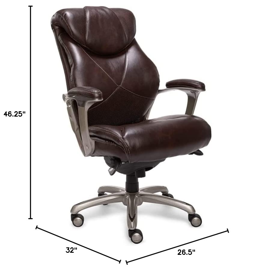 La-Z-Boy Cantania Executive Chair with AIR Lumbar Technology and Memory Foam Cushions, Ergonomic Design for Office Space, Brown