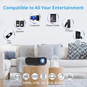 Smart Android Bluetooth Projector, Wireless 5G WiFi Mirroring Native 1080P Projector Home Theater, 200" Outdoor Projector Support 4K Gaming Movie Digital Zoom 4D Keystone for HDMI USB DVD TV Stick PC