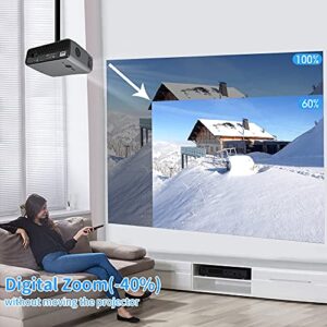 Smart Android Bluetooth Projector, Wireless 5G WiFi Mirroring Native 1080P Projector Home Theater, 200" Outdoor Projector Support 4K Gaming Movie Digital Zoom 4D Keystone for HDMI USB DVD TV Stick PC