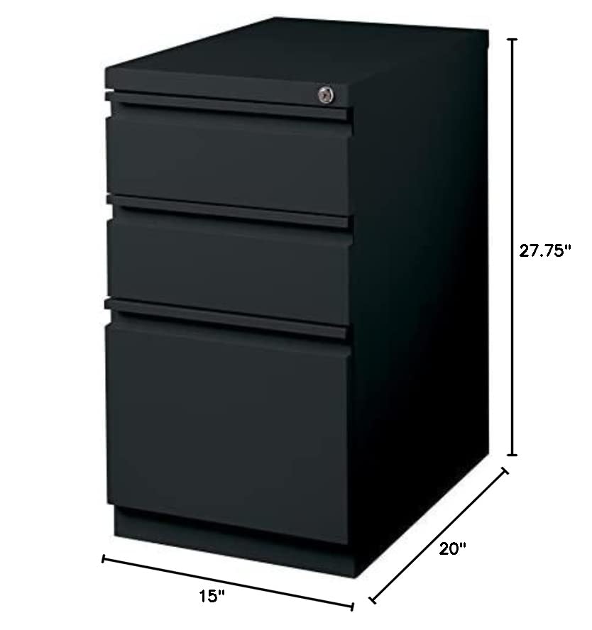 Hirsh Industries 3 Drawer Mobile File Cabinet File in Black