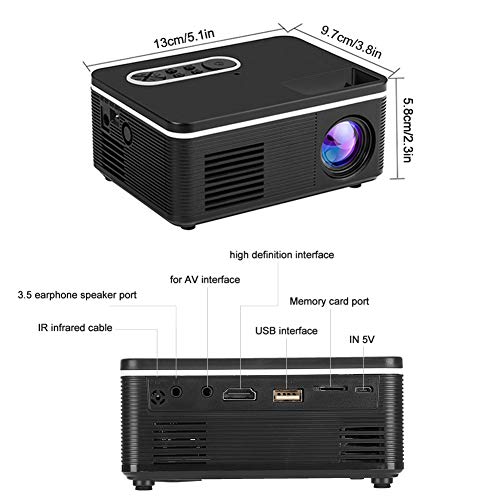 1080p Full HD Projector, Mini Domestic Projector LED Portable Minitype Support for Computer,Laptop,USB,HDMI,VGA-Home,Office,Outdoor Entertainment(US)