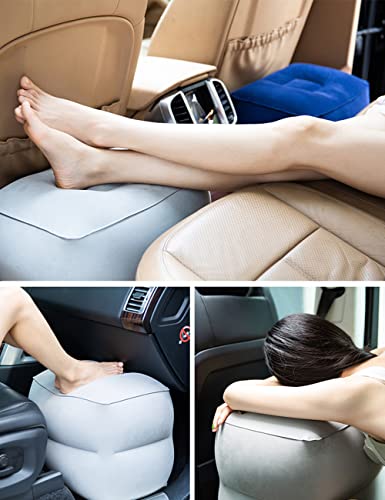 Inflatable Foot Rest Pillow for Air Travel,Kids/Adults Airplane Travel Pillow Accessories,Footrest Adjustable Height Kids Bed,Foot Rest Pillow for Kids & Adults on Plane,Car,Train,Office,Home (Grey)