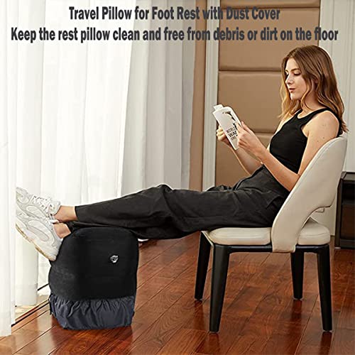 Inflatable Foot Rest Pillow for Air Travel,Kids/Adults Airplane Travel Pillow Accessories,Footrest Adjustable Height Kids Bed,Foot Rest Pillow for Kids & Adults on Plane,Car,Train,Office,Home (Grey)