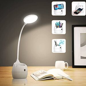 gsblunie college dorm room essentials – desk lamp, pen holder, 360° gooseneck desktop led desk lamp with usb charging port, 3 lighting modes & 3 brightness levels, table lamp for home office