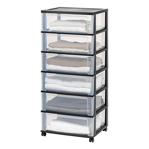 IRIS 110309 110309 6-Drawer Wide Chest, Black