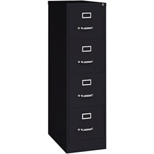 lorell 4-drawer vertical file with lock, 15 by 25 by 52-inch, black