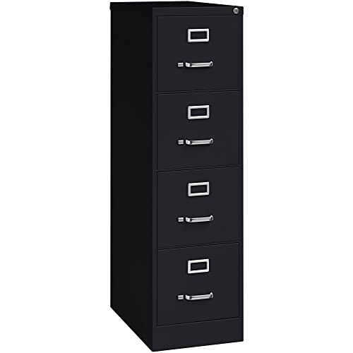 Lorell 4-Drawer Vertical File with Lock, 15 by 25 by 52-Inch, Black