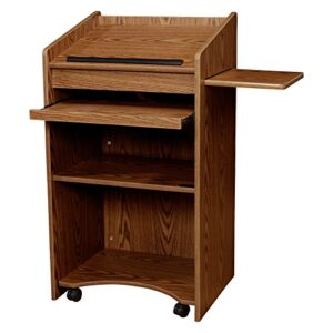 oklahoma sound – 600-mo aristocrat floor lectern, medium oak