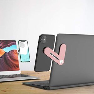 aporia – magnetic cellphone mount for laptop, foldable monitor side phone holder attach to computer monitor for smart phones (rose gold)