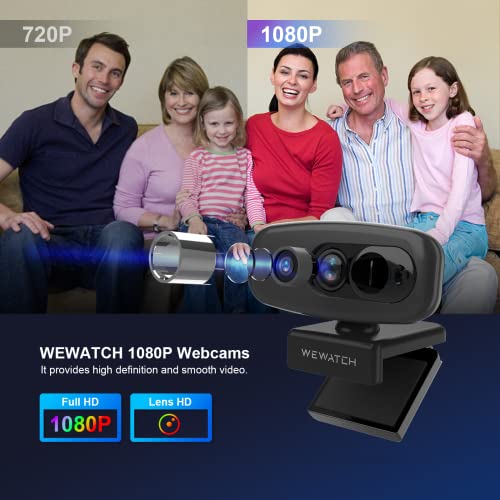 WEWATCH V70S Native 1080P Projector, with PCF1 Web Camera,500 ANSI Lumen 20,000LM 5G WiFi Bluetooth Projector for Indoor Office, Full HD Home Theater Movie Projector, Portable Video Projector