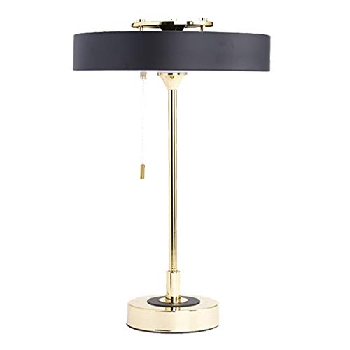 ZXZB Reading Lamp Desk Lamp Metal Modern Desk Lamp with Shade and Pull Switch Table Lamp/Black