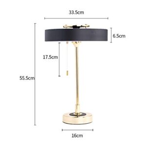 ZXZB Reading Lamp Desk Lamp Metal Modern Desk Lamp with Shade and Pull Switch Table Lamp/Black