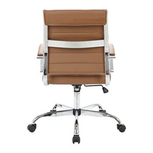 LeisureMod Benmar Modern Mid-Back Adjustable Swivel Leather Office Chair (Brown)