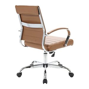 LeisureMod Benmar Modern Mid-Back Adjustable Swivel Leather Office Chair (Brown)