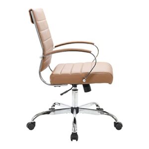 LeisureMod Benmar Modern Mid-Back Adjustable Swivel Leather Office Chair (Brown)