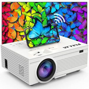 fullja wifi projector 1080p small bluetooth movie projector – outdoor portable phone video projector with screen mirroring 8500l home theater projector compatible with laptop ios/android /hdmi/ps4/vga