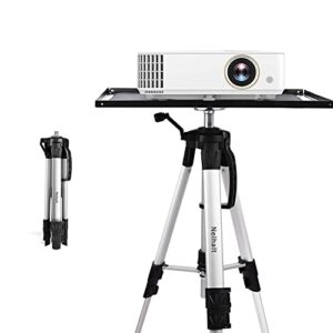nelhalt projector stand, 17 to 48 inch adjustable height, foldable aluminum alloy tripod stand with mouse pad and ball head for laptop computer dj equipment holder(silver)