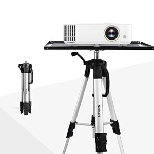 Nelhalt Projector Stand, 17 to 48 inch Adjustable Height, Foldable Aluminum Alloy Tripod Stand with Mouse Pad and Ball Head for Laptop Computer DJ Equipment Holder(Silver)