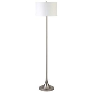 henn&hart 62″ tall floor lamp with fabric shade in brushed nickel/white, floor lamp for home office, bedroom, living room