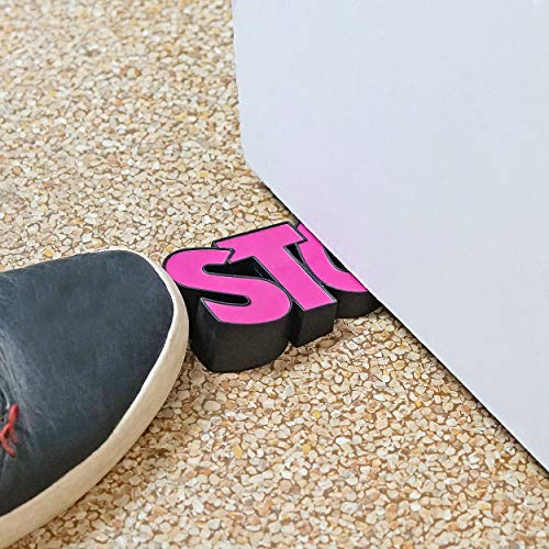 Stop Door Stopper Wedge, Pink - Fairly Odd Novelties - Funny Home, Office, Dorm Room Accessory Gift