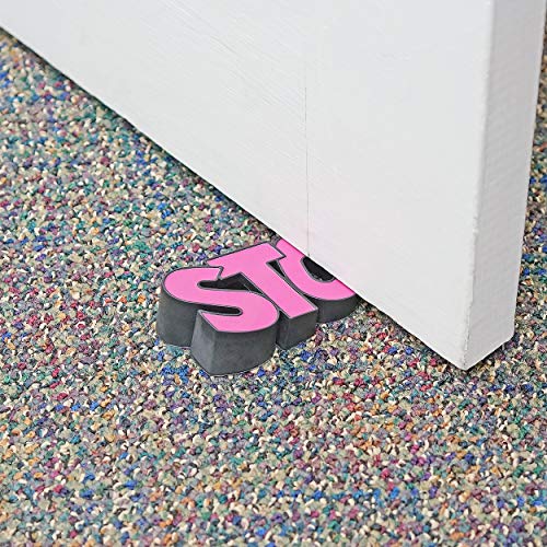 Stop Door Stopper Wedge, Pink - Fairly Odd Novelties - Funny Home, Office, Dorm Room Accessory Gift