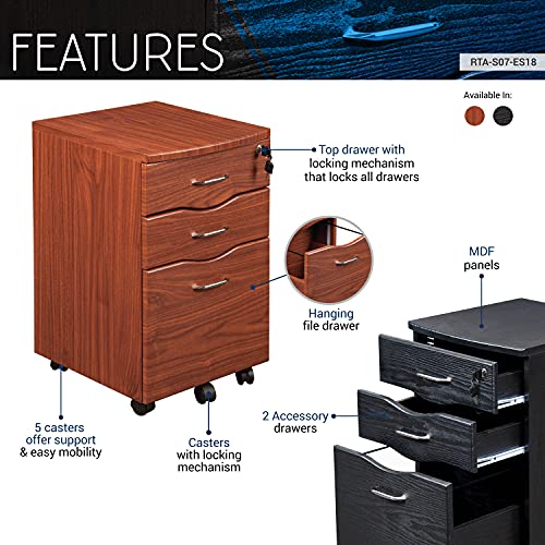 Techni Mobili Rolling Storage and File Cabinet, Espresso