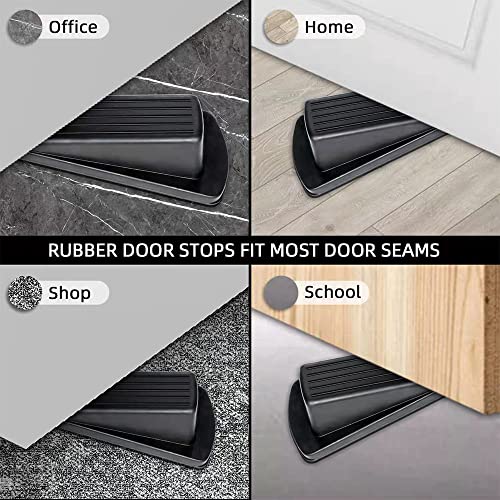 Heavy Duty Door Stoppers for Bottom of Door on Floor,Home Rubber Door Stop on Carpet/Concrete/Tile/Linoleum/Wood Floor--Suits Any Door, Any Floor(5 Pack,Black)