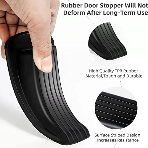 Heavy Duty Door Stoppers for Bottom of Door on Floor,Home Rubber Door Stop on Carpet/Concrete/Tile/Linoleum/Wood Floor--Suits Any Door, Any Floor(5 Pack,Black)