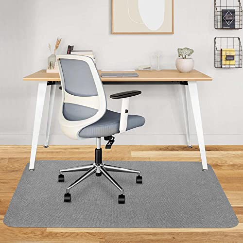 Office Chair Mat for Hardwood & Tile Floor, Under Desk Chair Mat for Hard Floor, Computer Gaming Rolling Chair Rug, Large Anti-Slip Floor Protector Carpet for Home Ofiice - 48"x36"- Light Grey