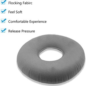 LiXiongBao Grey Inflatable Ring Cushion with A Pump, Hemorrhoid Seat Pillow, Round Wheelchairs Seat Cushion, Ring Pillow Cushion for Home,Car or Office
