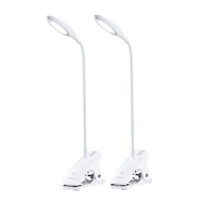 bobbros led desk lamp for kids,portable eye-care white desk lamp with usb charging port, flexible goose neck, 3 dimming levels,touch control
