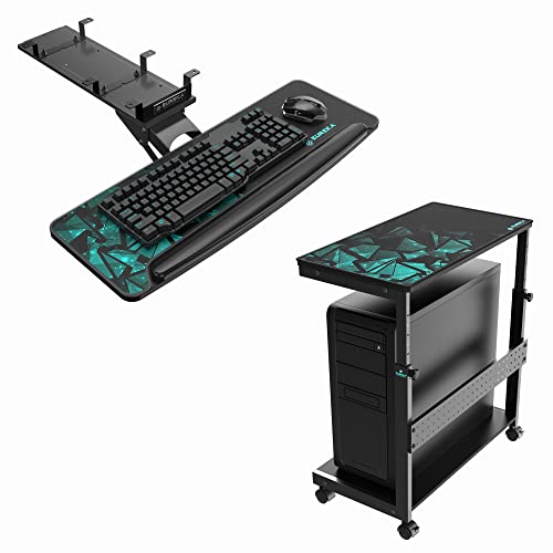 EUREKA ERGONOMIC Height Adjustable Mouse & Keyboard Tray Under Desk with Height Adjustable Computer Tower Stand for Home Office Gaming