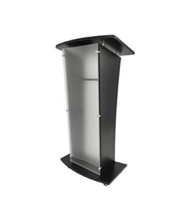 acrylic church podium pulpit debate conference lectern plexiglass lucite black wood shelf cup holder on wheels 1803-5-black-npf