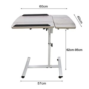 COSDACE Foldable Laptop Table for Sofa, Adjustable Height Desk Table Workstation Rolling Table, Portable Overbed Mobile Computer Table with Wheeled & Metal Frame for Home, Office, Study