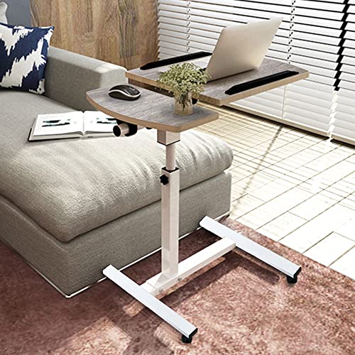 COSDACE Foldable Laptop Table for Sofa, Adjustable Height Desk Table Workstation Rolling Table, Portable Overbed Mobile Computer Table with Wheeled & Metal Frame for Home, Office, Study