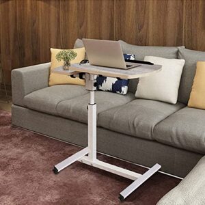 COSDACE Foldable Laptop Table for Sofa, Adjustable Height Desk Table Workstation Rolling Table, Portable Overbed Mobile Computer Table with Wheeled & Metal Frame for Home, Office, Study