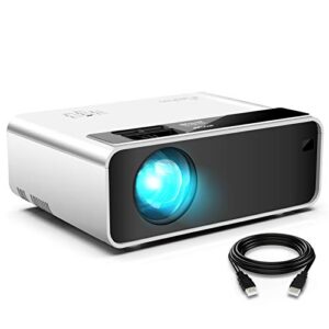 mini wifi projector for iphone, elephas movie projector with 1080p hd portable projector supported 200″ screen, compatible with android/ios/hdmi/usb/sd/vga[2021 latest version], white