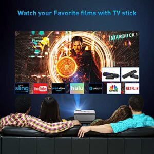 WiFi Projector with 100" Projector Screen, VILINICE Native 1080p 8500L Bluetooth Projector 4k Supported Movie Projector 100,000 Life Hours Compatible with TV Stick, Roku,HDMI,USB,TF,VGA,AUX,AV