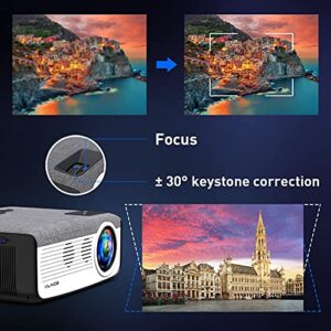 WiFi Projector with 100" Projector Screen, VILINICE Native 1080p 8500L Bluetooth Projector 4k Supported Movie Projector 100,000 Life Hours Compatible with TV Stick, Roku,HDMI,USB,TF,VGA,AUX,AV