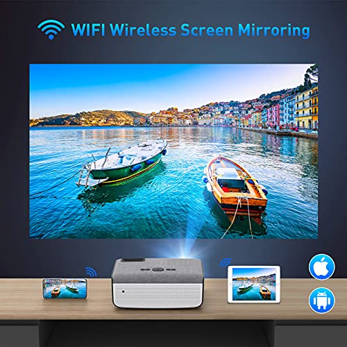 WiFi Projector with 100" Projector Screen, VILINICE Native 1080p 8500L Bluetooth Projector 4k Supported Movie Projector 100,000 Life Hours Compatible with TV Stick, Roku,HDMI,USB,TF,VGA,AUX,AV