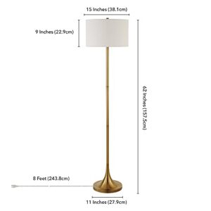 Josephine 62" Tall Floor Lamp with Fabric Shade in Brass/White