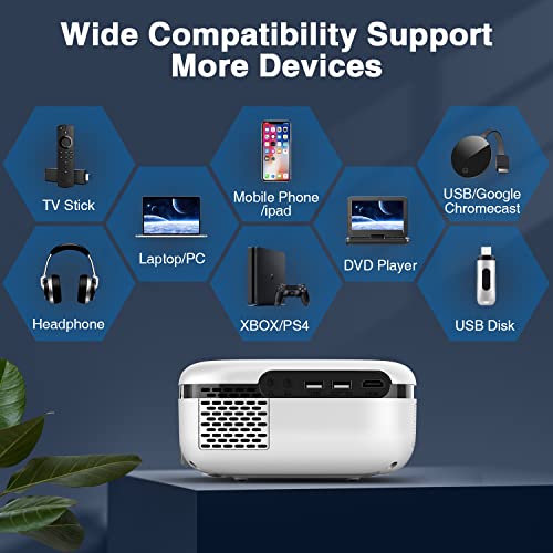 MOOKA WiFi Movie Projector, Portable Outdoor Projector 8000L Support 1080P, Mini Smart Phone Projector for iPhone,Video Projectors with Carrying Bag for Home Theater Outdoor Movies