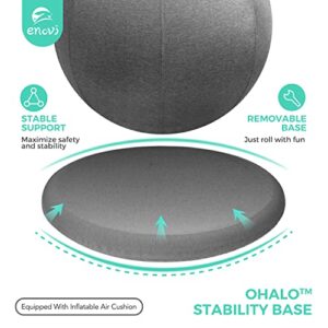 Enovi ProBalanceΩ Ball Chair, Yoga Ball Chair Exercise Ball Chair with Slipcover and Base for Home Office Desk, Birthing & Pregnancy, Stability Ball & Balance Ball Seat to Relieve Back Pain, 55cm, CR