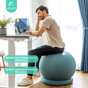 Enovi ProBalanceΩ Ball Chair, Yoga Ball Chair Exercise Ball Chair with Slipcover and Base for Home Office Desk, Birthing & Pregnancy, Stability Ball & Balance Ball Seat to Relieve Back Pain, 55cm, CR