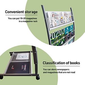 XIDIANOK Brochure Display Stand , Floor-Standing Magazine Rack with 4 Pockets , Information Rack With casters Easy to Move for Trade Show Exhibitions Office Retail Store 44.1" H