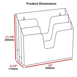 Acrimet Horizontal Triple File Folder Holder Organizer (Manila Folders Letter Size Included) (White Color)