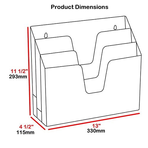 Acrimet Horizontal Triple File Folder Holder Organizer (Manila Folders Letter Size Included) (White Color)