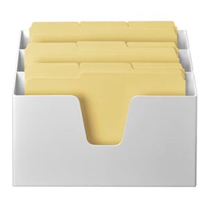 Acrimet Horizontal Triple File Folder Holder Organizer (Manila Folders Letter Size Included) (White Color)