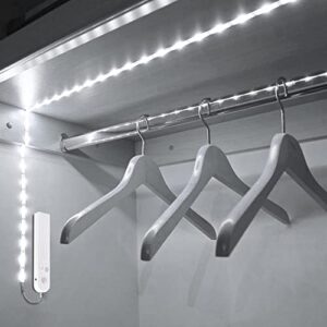 motion sensor strip light led counter night lights, battery operated led strip light for wardrobe, stair, pantry, under cabinet, cupboard, bed, locker